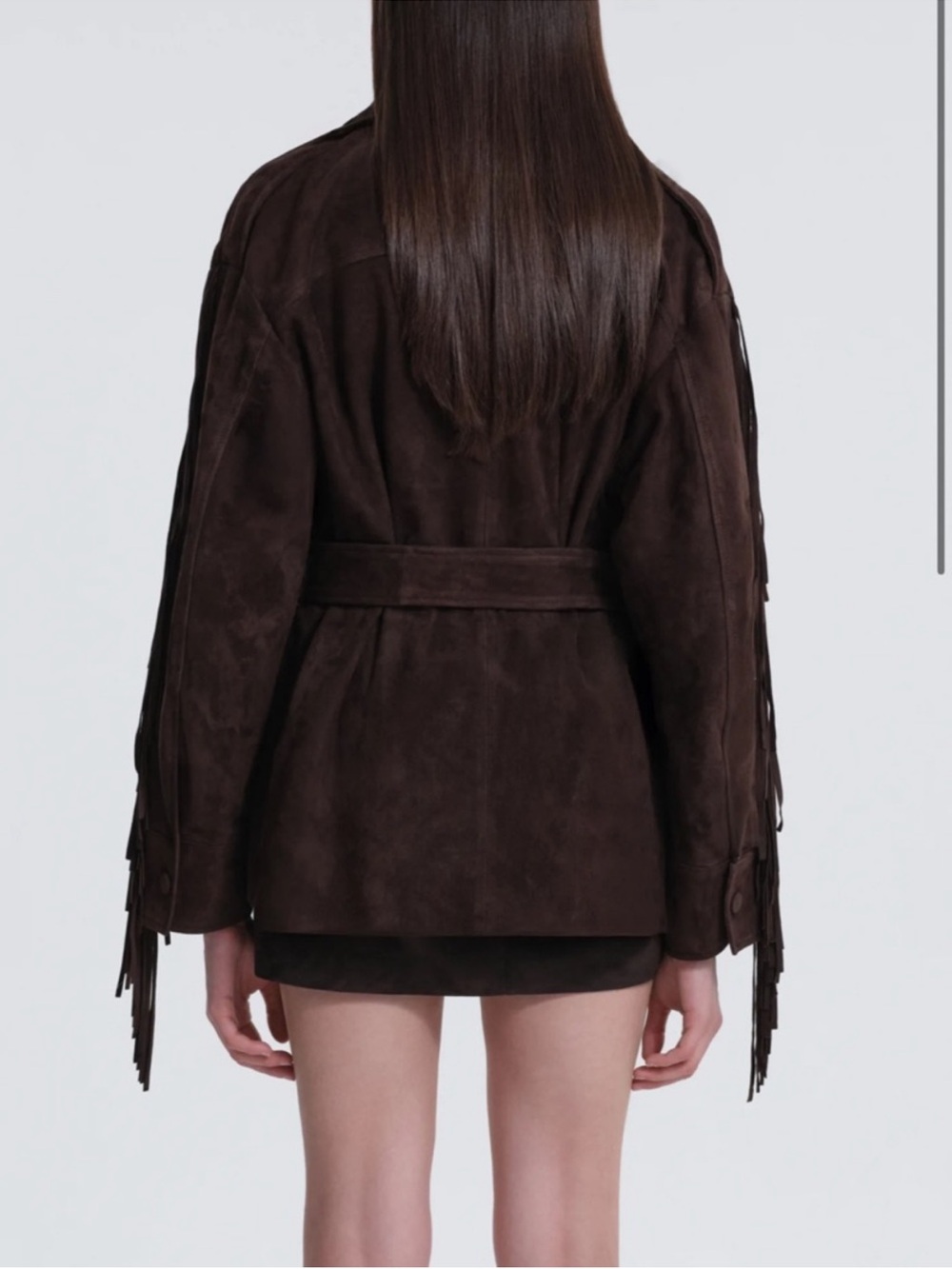 $1.9K Nour Hammour Cassidy suede jacket fringe - Picture 4 of 5